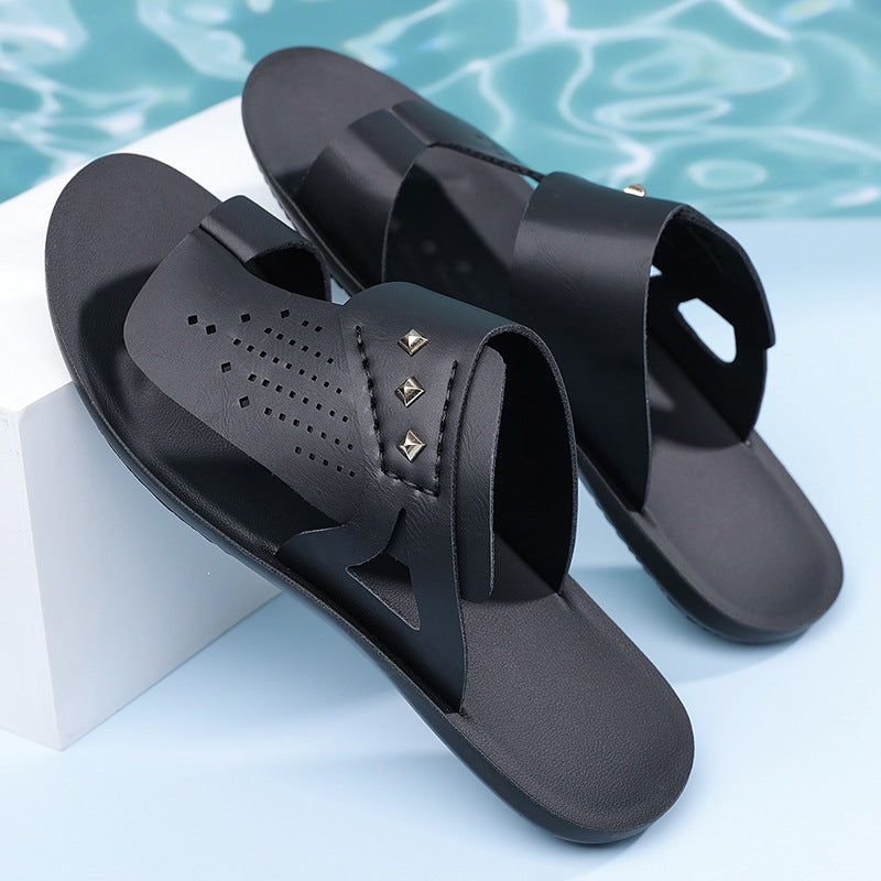 Studded Perforated Sandals