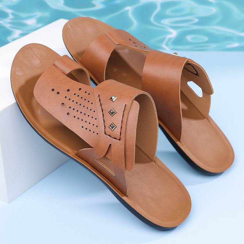 Studded Perforated Sandals