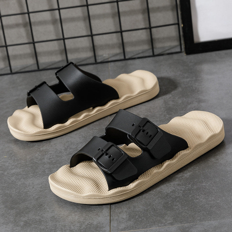 Double Buckle Slide Sandals
